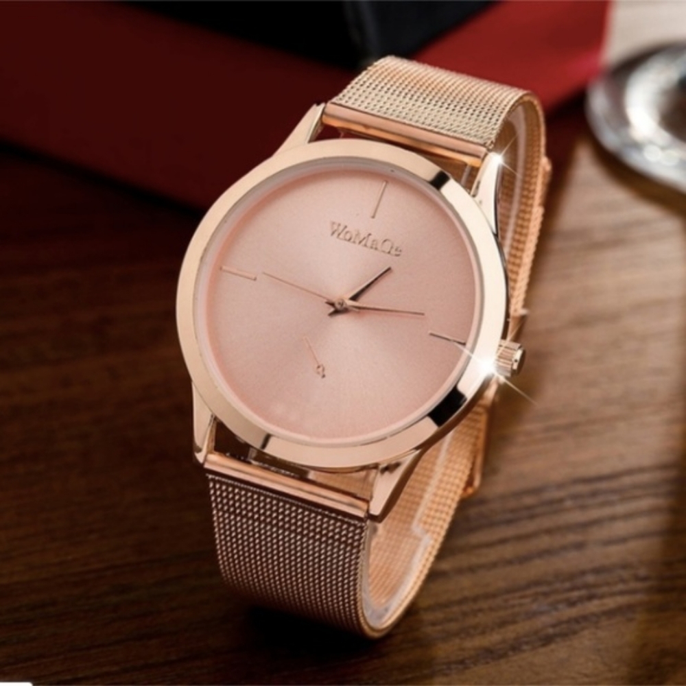 WoMaGe Watch Rose Gold Tone Band Round Face Stylish